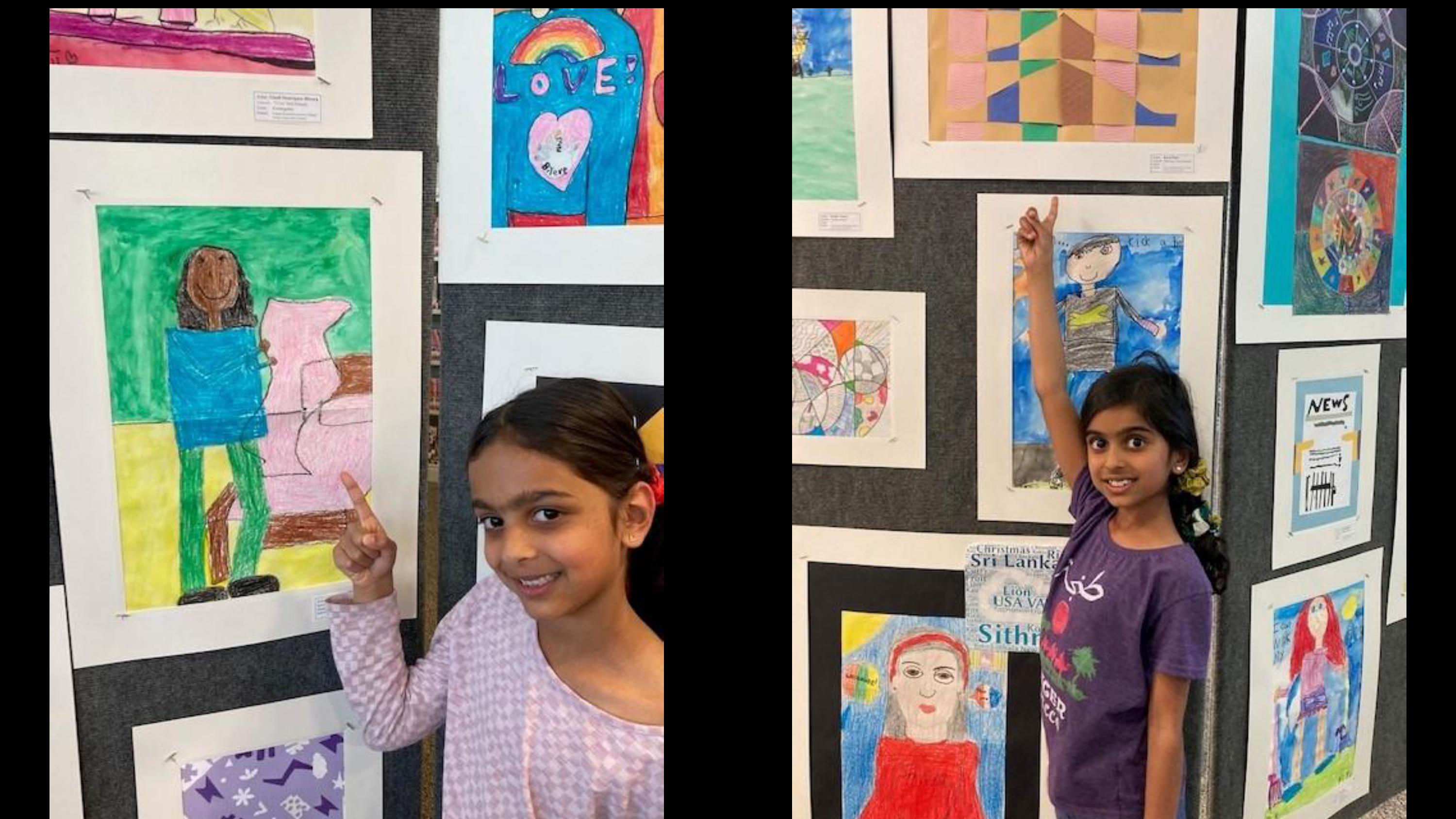students with artwork