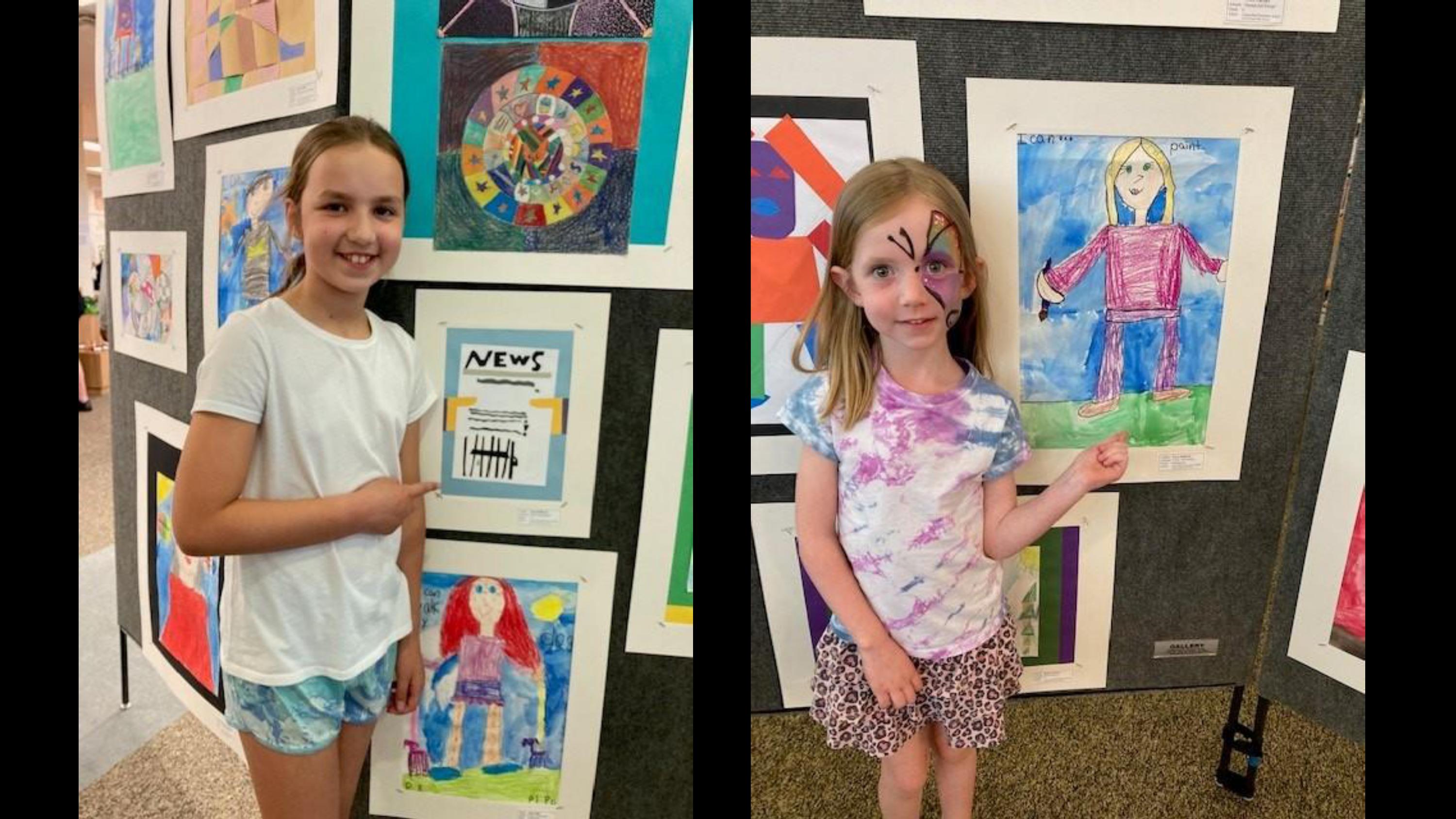 students with artwork