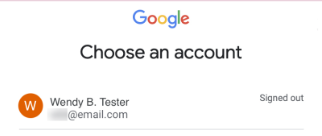 a list of possible accounts to sign into - select your name