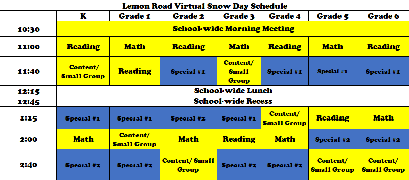 Snow Day Schedule